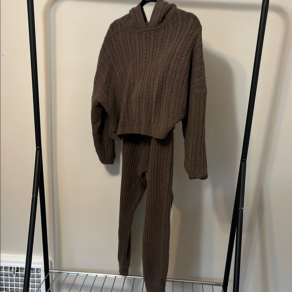 Express Brown Cable Knit Sweater Set